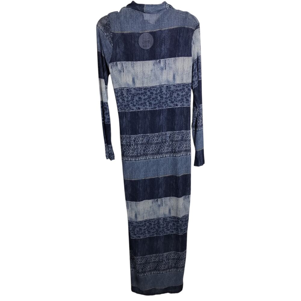 4947) Jolie & Joy Denim look Printed Long Sleeve Mesh Maxi Duster and Tank XL - Picture 5 of 15